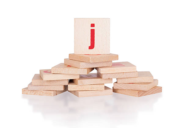 alfabeto-lettera j - letter j block toy alphabet foto e immagini stock