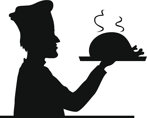 Silhoutte Chef vector art illustration