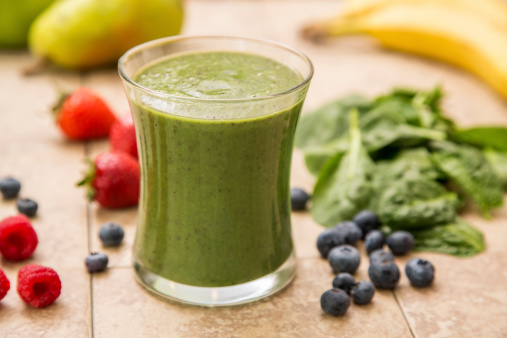 A freshly made Green Smoothie. Healthy eating and healthy living.