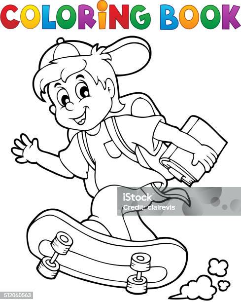 Ilustración de Libro Para Colorear School Boy Tema 1 y más Vectores Libres de Derechos de Ilustración de Libro Para Colorear School Boy Tema 1 y más Vectores Libres de Derechos de