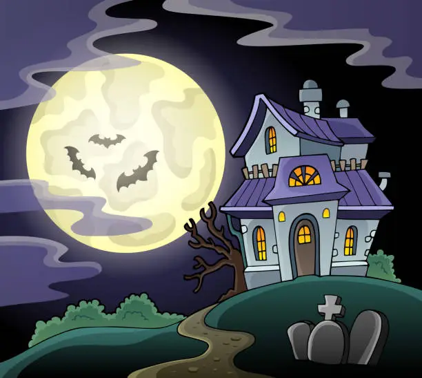 Vector illustration of Haunted house theme image 2