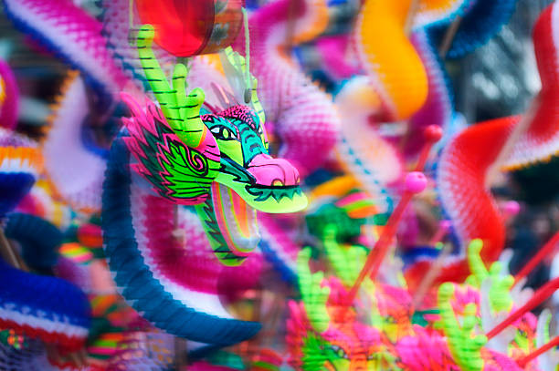 Germany, Berlin, Airport Tempelhof, Kite Festival, September 27, 2025 - Flying kites, like asian dragon and snakes at the kite festival on Tempelhofer Feld