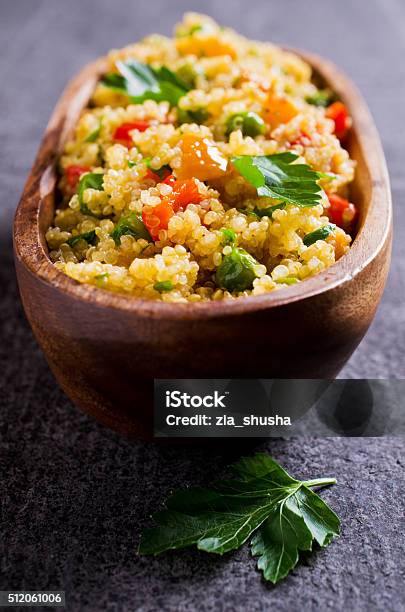 Quinoa With Vegetables Stock Photo - Download Image Now - Appetizer, Brown, Close-up