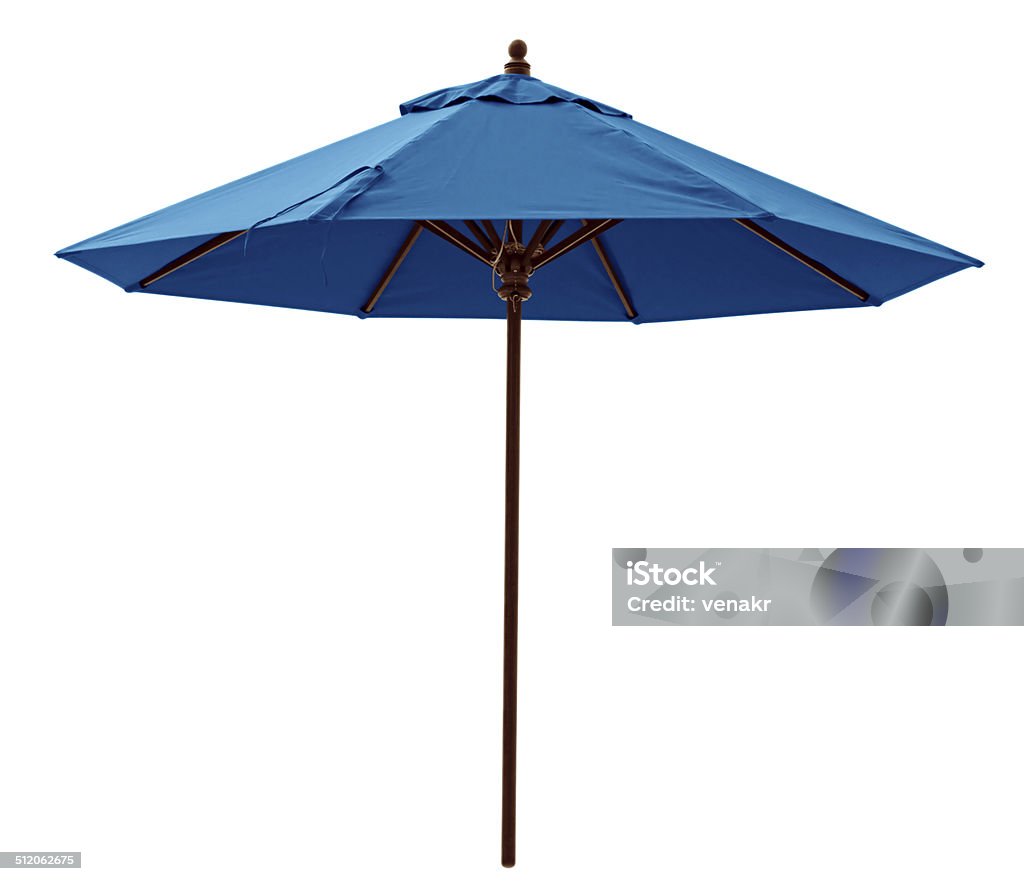 Blue beach umbrella Blue beach umbrella isolated on white. Clipping path included. Parasol Stock Photo