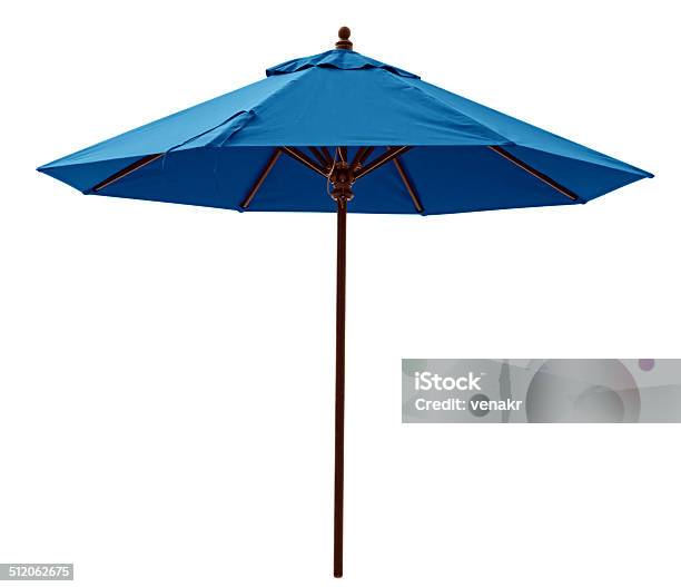 Blue Beach Umbrella Stock Photo - Download Image Now - Parasol, Beach Umbrella, Cut Out