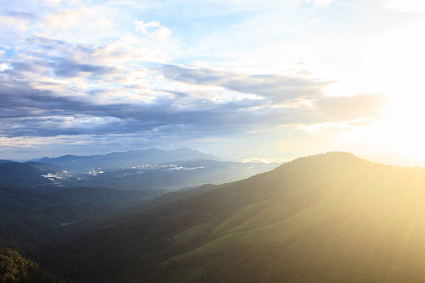 beautiful green mountains and forest on top veiw