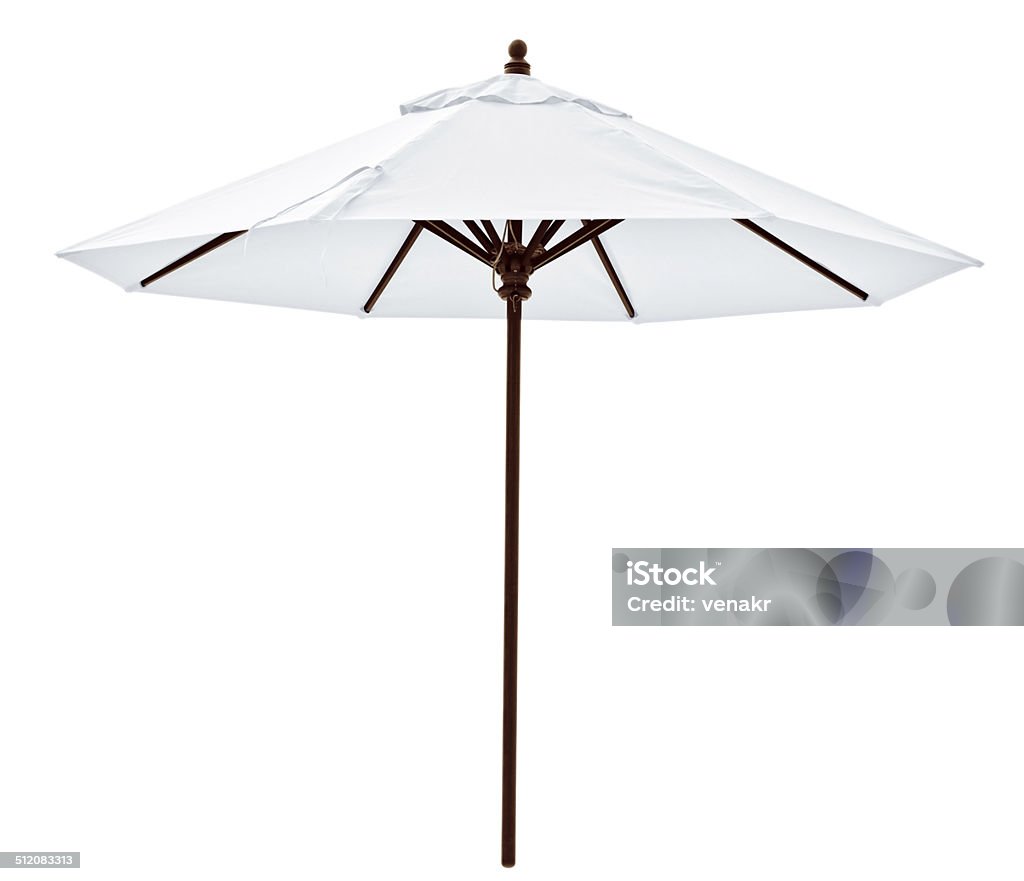 White beach umbrella White beach umbrella isolated on white. Clipping path included. Parasol Stock Photo