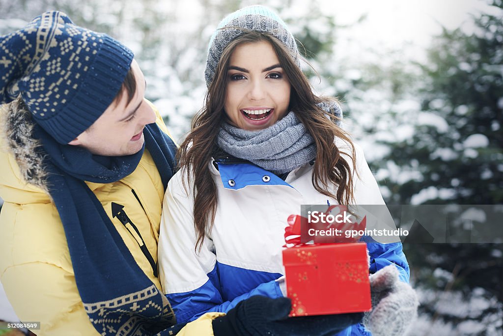 My boyfriend always can surprise me Snow Stock Photo