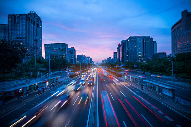 istock Urban highway traffic at night 512085517