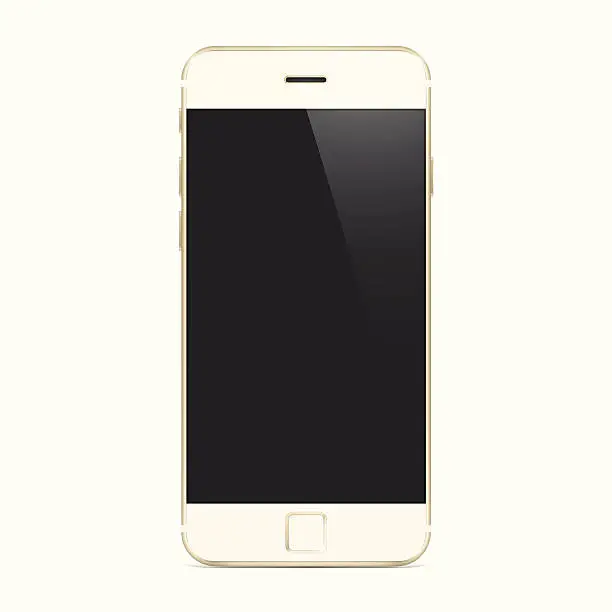 Vector illustration of New Gold Smartphone, Mobile Phone, Cell