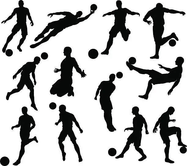 Vector illustration of Silhouette Soccer Players