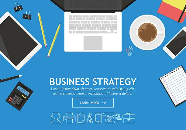 Vector illustration of Flat modern design concept for business strategy website banner