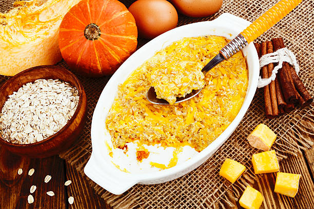 Dietary casserole of pumpkin and oat flakes