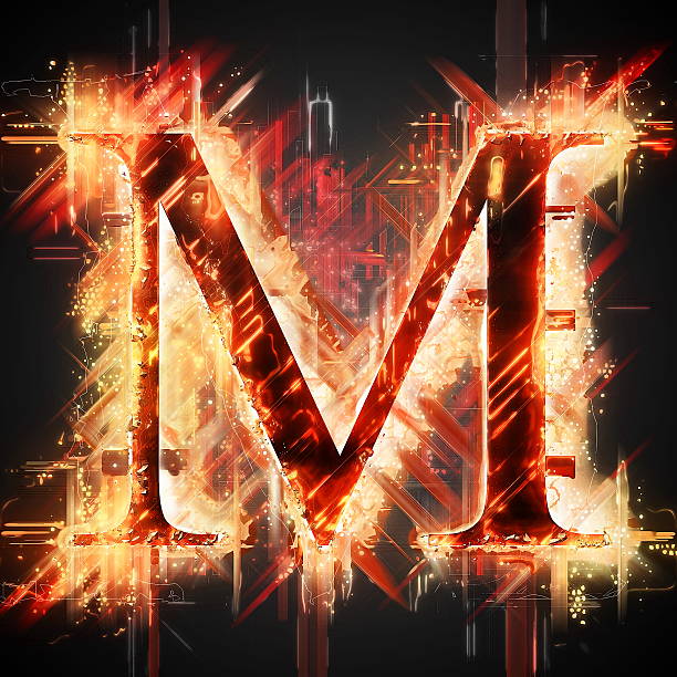 Red Light Letter M Stock Photo - Download Image Now - Flame, Letter M,  Abstract - iStock