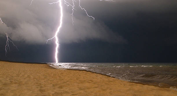 Lightning strike stock photo
