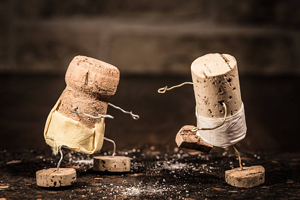 Concept Sumo wrestling with wine cork figures