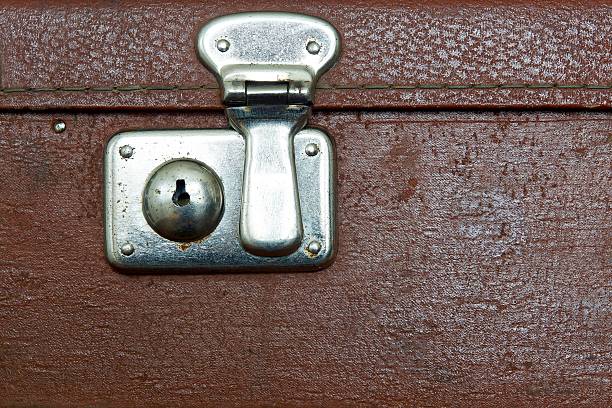 istock closed lock of an old suitcase dark brown color 512099737