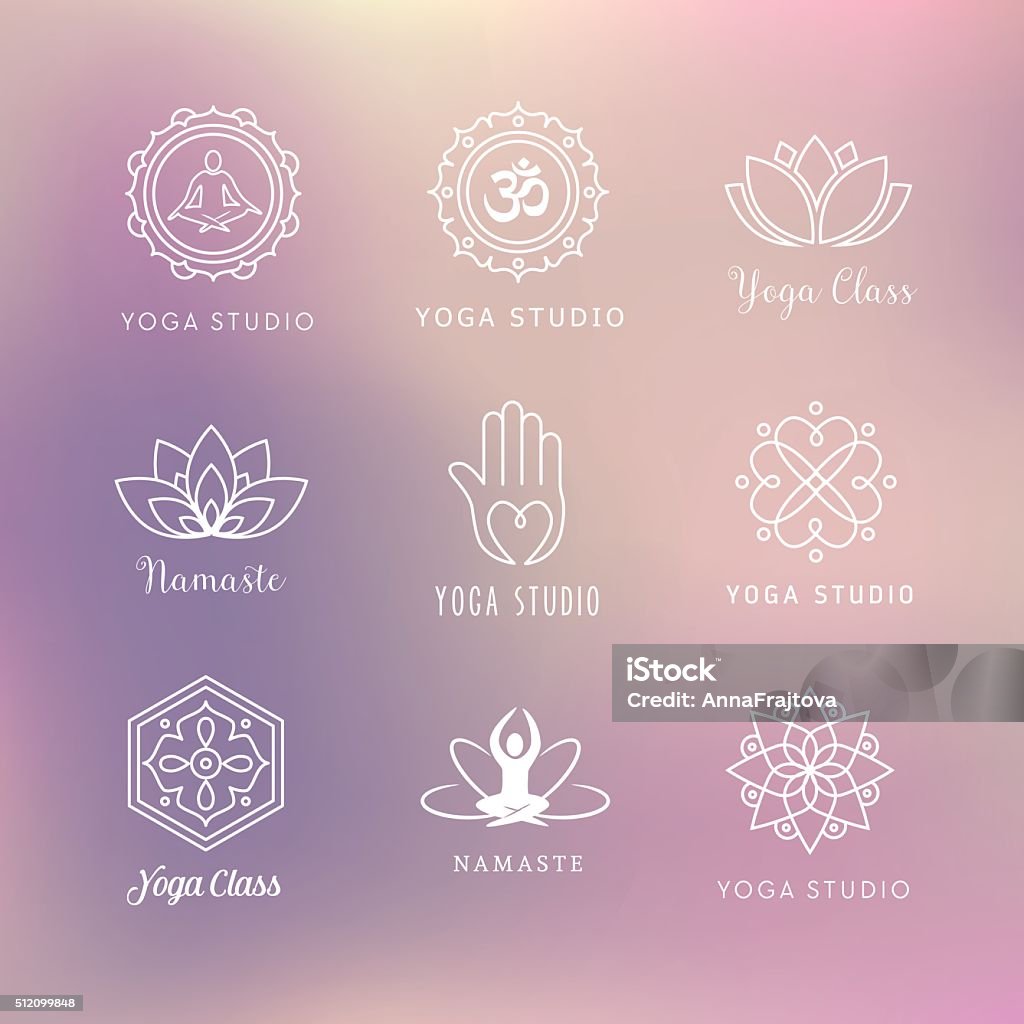 Ioga Íconessímbolos - Arte vetorial de stock e mais imagens de Ioga - Ioga,  Símbolo de ícone, Zen - iStock