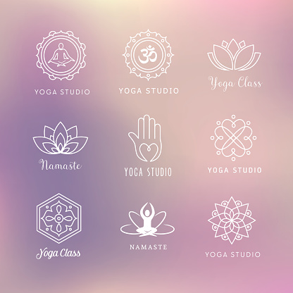 Collection of vector yoga icons - symbols. Meditation, relaxation, wellness.