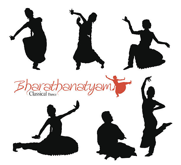 Bharatanatyam Silhouette Classical Dance silhouettes mudra stock illustrations