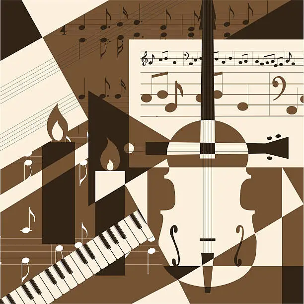 Vector illustration of Collage with musical instruments