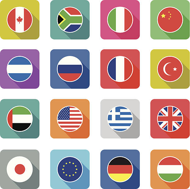 colourful flat world flag icons - ireland south africa 幅插畫檔、美工圖案、卡通及圖標
