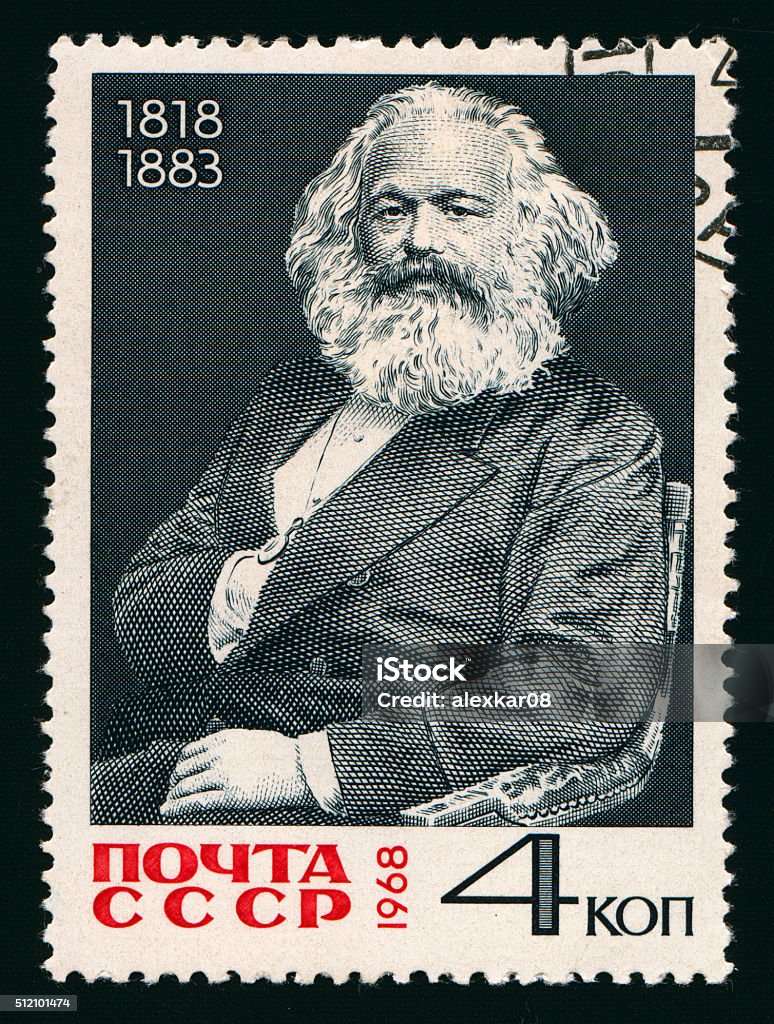Postage stamp with Karl Marx Soviet USSR postage stamp with Karl Marx,1968 Karl Marx Stock Photo
