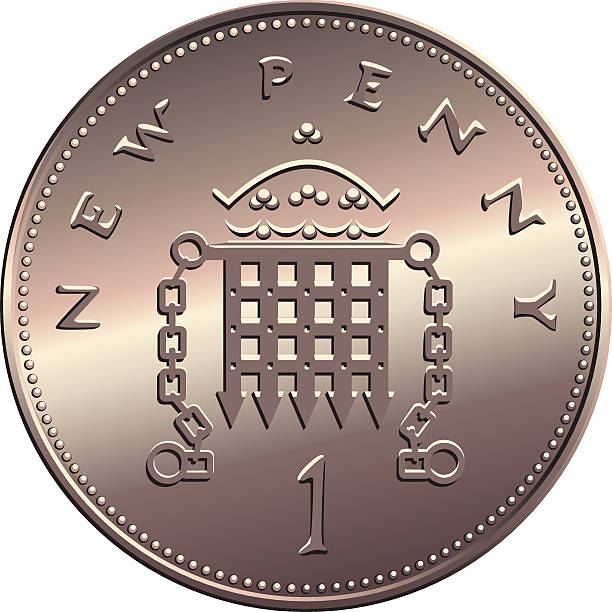 вектор британская деньги монеты один ручки - one pence coin british coin coin currency stock illustrations