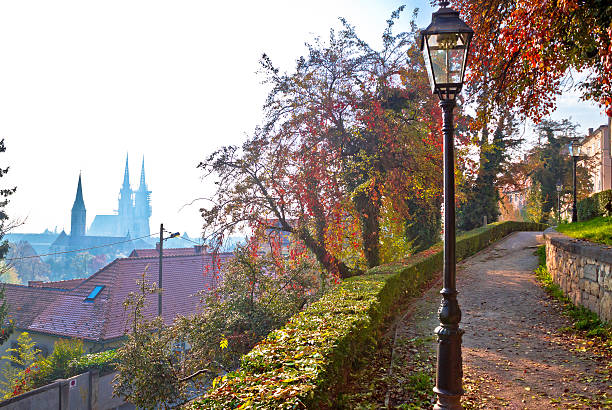 Zagreb upper town walkway and skyline view, capital of Croatia