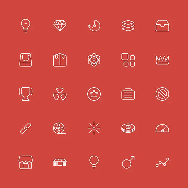 Vector illustration of Set of thin icons. Style lines. Vector ui, web, app.