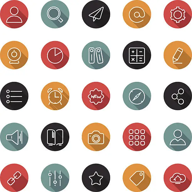 Vector illustration of Set of thin icons. Style flat. Vector ui, web, app.