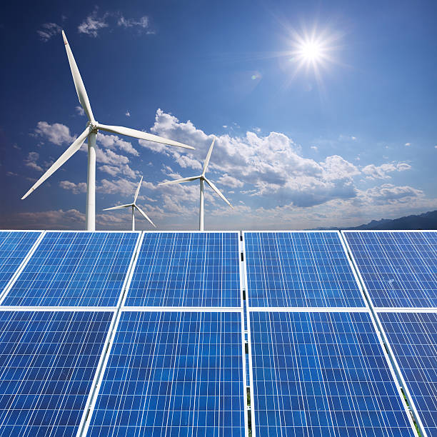 istock Wind turbines and solar panels. Green energy 512102049