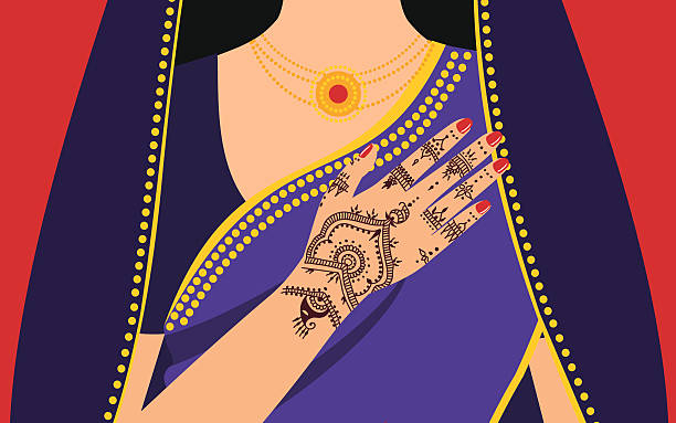 illustrations, cliparts, dessins animés et icônes de indien mode de vie traditionnel. - faire part mariage doré