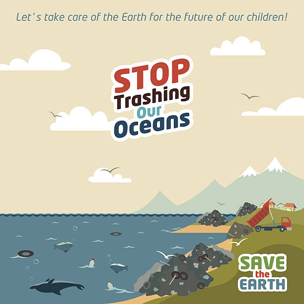 Stop trashing our oceans Stop trashing our oceans. Save the Earth eco illustration persistent organic pollutants stock illustrations