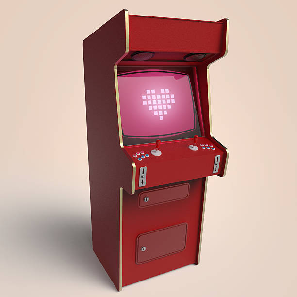 istock vintage arcade game machine cabinet with pixel heart icon colorful 512104070