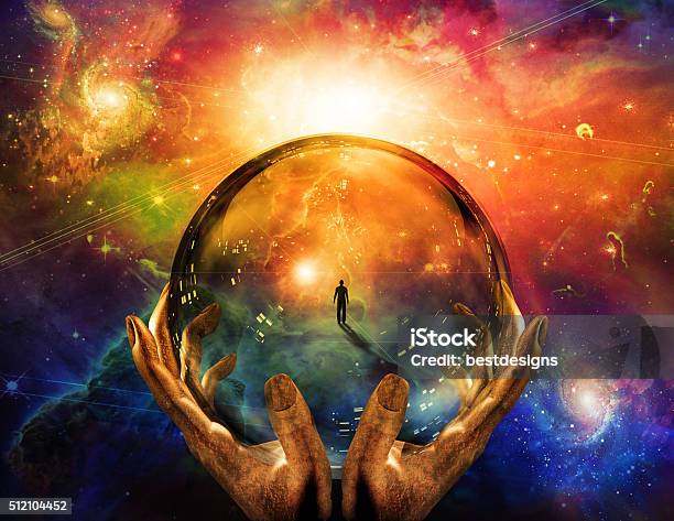 Scene Of Man Stock Photo - Download Image Now - Crystal, Outer Space, Empty