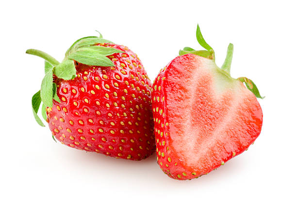 morango isolado a branco - strawberry portion fruit ripe imagens e fotografias de stock