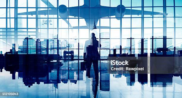 Businessman On The Phone Waiting To Travel Stock Photo - Download Image Now - Airplane, Global Business, In Silhouette