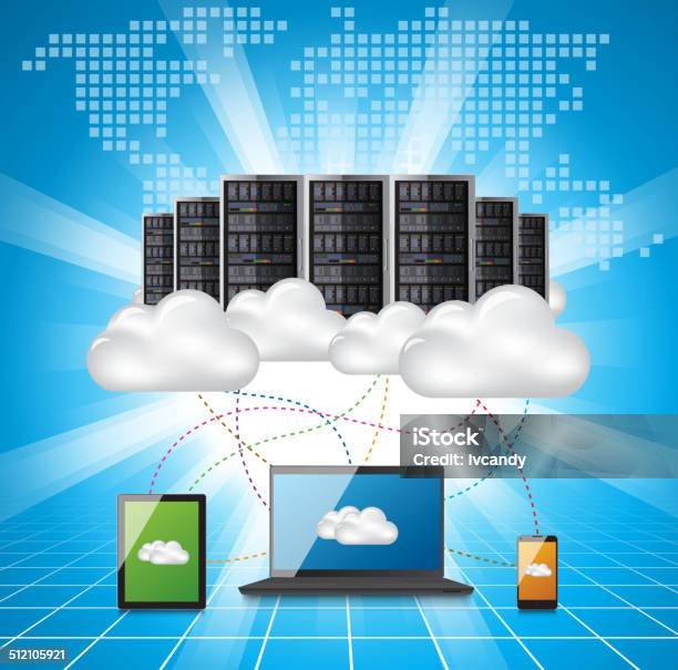 Ilustración de Computación En Nube y más Vectores Libres de Derechos de Servidor de red - Servidor de red, Computación en nube, Almacenamiento en nube