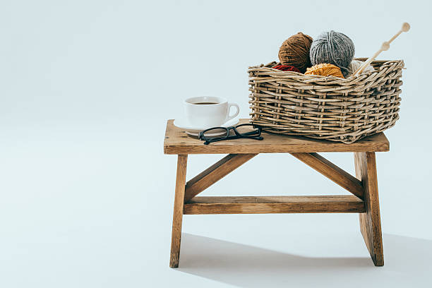 レジャータイム、ニット、1 杯のコーヒー - knitting residential structure glasses hot drink ストックフォトと画像