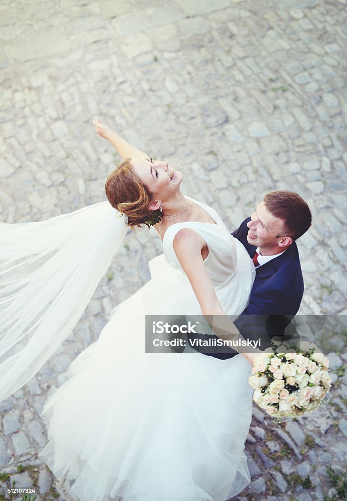 Happy bride and groom on their wedding Adult Stock Photo
