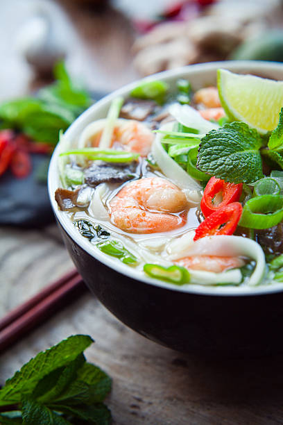 istock Vietnamese prawn noodle soup -  pho tom yum. 512109414