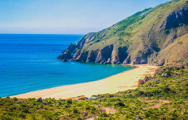 Beautiful Vietnam landscape, amazing and wonderful beach with mountain around, fresh air, nice view for mountain, ecology environment at sea area, Qui Nhon have many scene for tourist at Viet Nam.