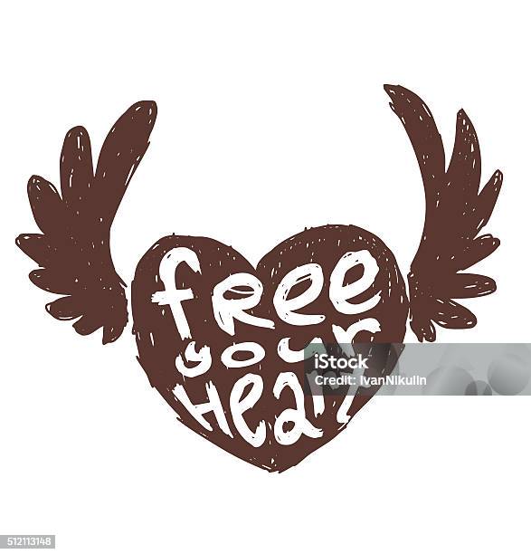 Motivational Card Free Your Heart Stock Illustration - Download Image Now - Animal Body Part, Animal Wing, Banner - Sign