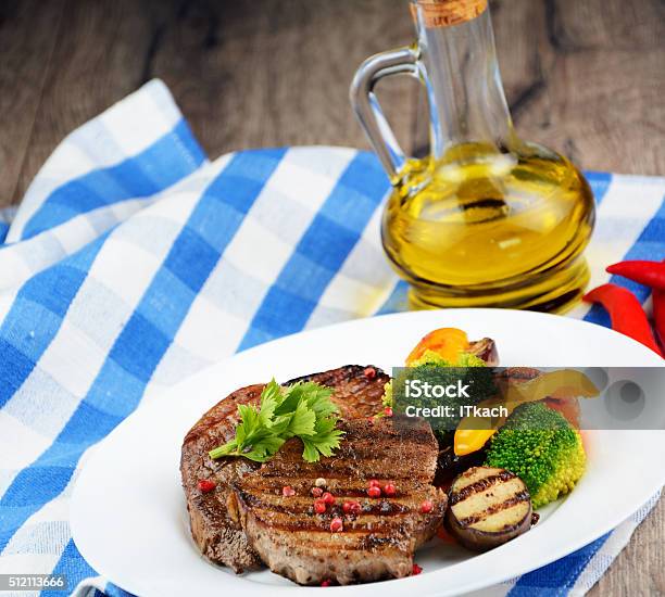 Delicious Grilled Beef Steakes Stock Photo - Download Image Now - Beef, Brick, Close-up