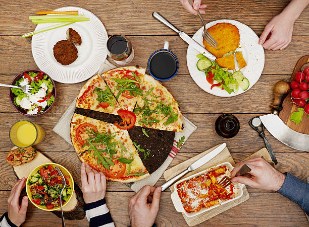 istock View from above the table of dishes 512113986