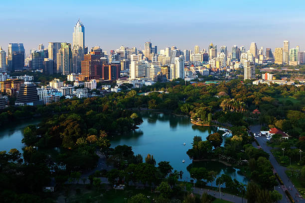 istock Bangkok sky line with park before sunset, Bangkok, Thailand. 512115502