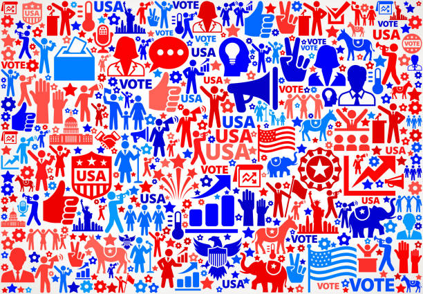 abstimmung und wahlen usa patriotischen symbol-muster - demonstrant grafiken stock-grafiken, -clipart, -cartoons und -symbole