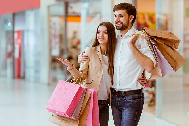 Couple doing shopping stock photo