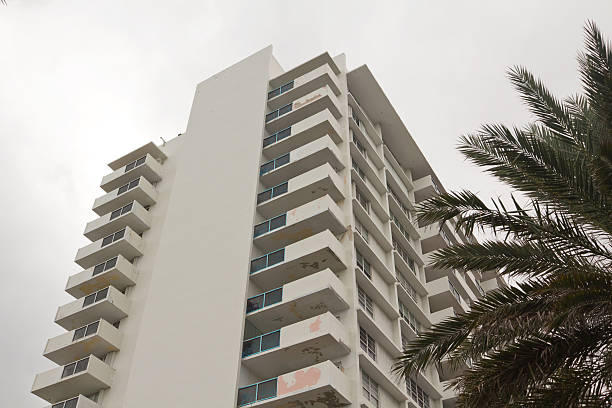 Old skyscraper in Miami beach stock photo